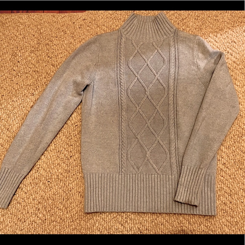 J Crew cotton cableknit turtleneck - light blue